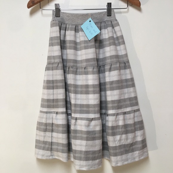Skirt Flannel Girls 6 Gray Plaid Ruffle Tier Maxi Heavyweight Mom and Pop's Kids - Picture 1 of 9